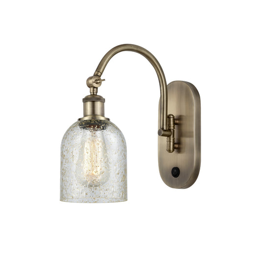 Innovations Caledonia 5in 1-Light Wall Sconce | Industrial Antique Brass and Mica Colorful Glass | Bedroom & Hallway Accent Light | Model 918-1W-AB-G259