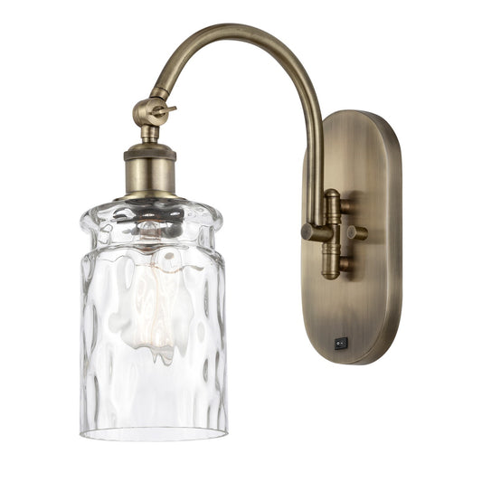 Innovations Candor 1-Light Wall Sconce | Industrial Antique Brass Steel and Clear Waterglass Glass | Hallway & Bathroom Accent | Model 918-1W-AB-G352