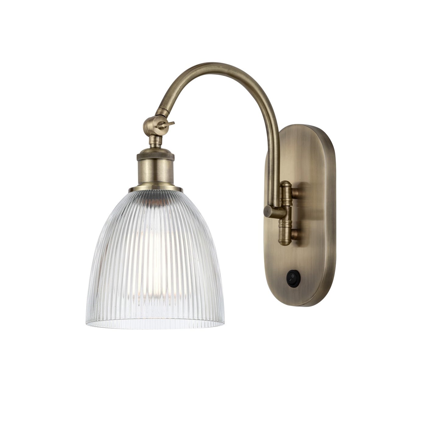 Innovations Castile 6in 1-Light Wall Sconce | Industrial Antique Brass Steel and Clear Glass | Bedroom & Hallway Accent | Model 918-1W-AB-G382