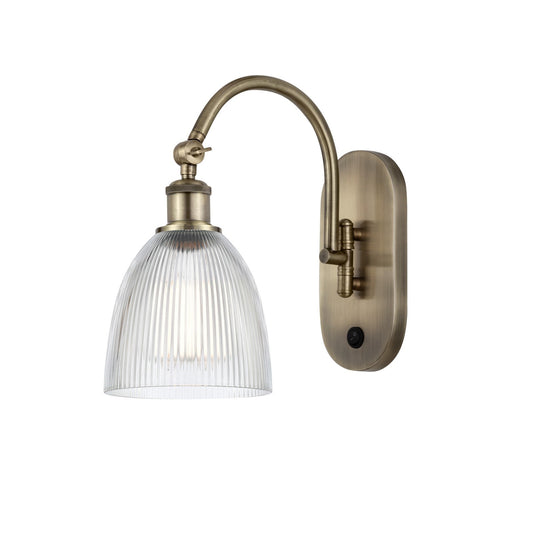Innovations Castile 6in 1-Light Wall Sconce | Industrial Antique Brass Steel and Clear Glass | Bedroom & Hallway Accent | Model 918-1W-AB-G382