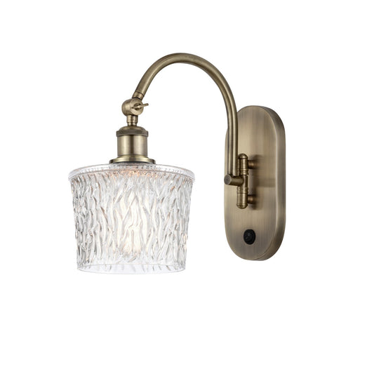 Innovations Niagara 6.5in 1-Light Wall Sconce | Industrial Antique Brass Steel and Clear Glass | Bathroom & Hallway Accent | Model 918-1W-AB-G402