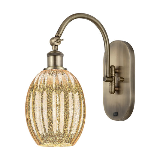 Innovations Preston Bulb 6in 1-Light Wall Sconce | Industrial Antique Brass Steel and Mercury Glass | Bedroom & Hallway Accent | Model 918-1W-AB-G459-6ME
