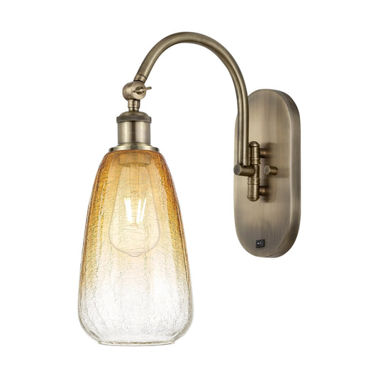 Innovations Brookhaven Almond 6in 1-Light Wall Sconce | Industrial Antique Brass and Amber Glass | Bedroom & Hallway Accent | Model 918-1W-AB-G480-6AM