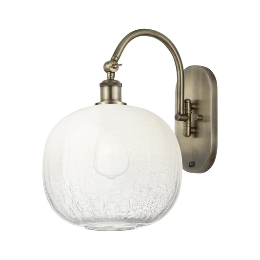 Innovations Brookhaven Sphere 10.5in 1-Light Wall Sconce | Industrial Antique Brass and Opal Glass | Bathroom & Hallway Accent | Model 918-1W-AB-G481-10OP