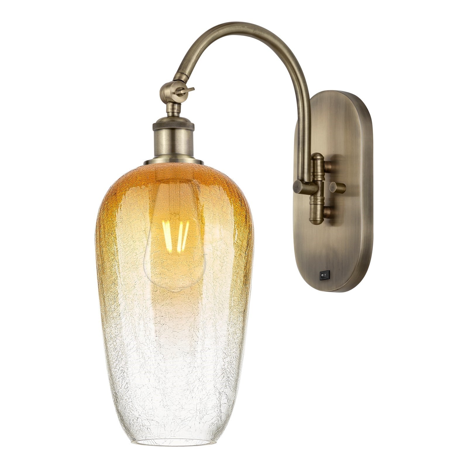 Innovations Brookhaven Flute 7in 1-Light Wall Sconce | Industrial Antique Brass Steel and Amber Glass | Bedroom & Hallway | Model 918-1W-AB-G484-7AM