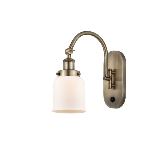 Innovations Bell 5in 1-Light Swing Arm Lamp | Industrial Antique Brass Steel and Matte White Frosted Glass | Bedroom & Living | Model 918-1W-AB-G51-LED