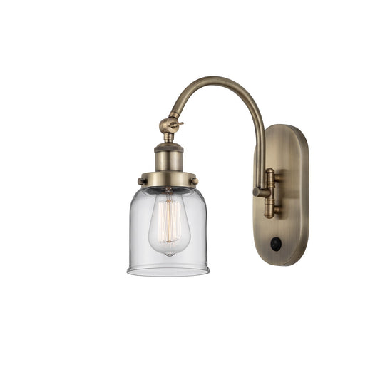 Innovations Bell 5in 1-Light Swing Arm Lamp | Industrial Antique Brass Steel and Clear Glass | Bedroom & Living Room Reading Light | Model 918-1W-AB-G52