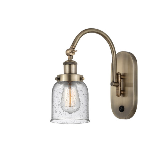 Innovations Bell 5in 1-Light Swing Arm Lamp | Industrial Antique Brass Steel and Seedy Glass | Bedroom & Living Room Reading | Model 918-1W-AB-G54-LED