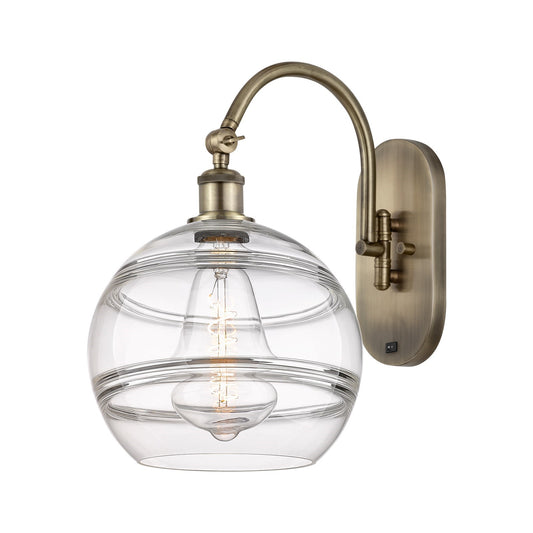 Innovations Rochester 10in 1-Light Wall Sconce | Industrial Antique Brass Steel and Clear Glass | Living Room & Hallway Accent | Model 918-1W-AB-G556-10CL