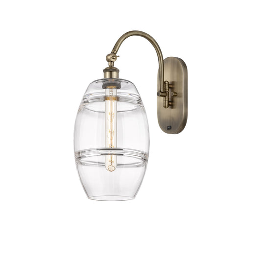 Innovations Vaz 8in 1-Light Wall Sconce | Industrial Antique Brass Steel and Clear Glass | Bedroom & Hallway Accent | Model 918-1W-AB-G557-8CL
