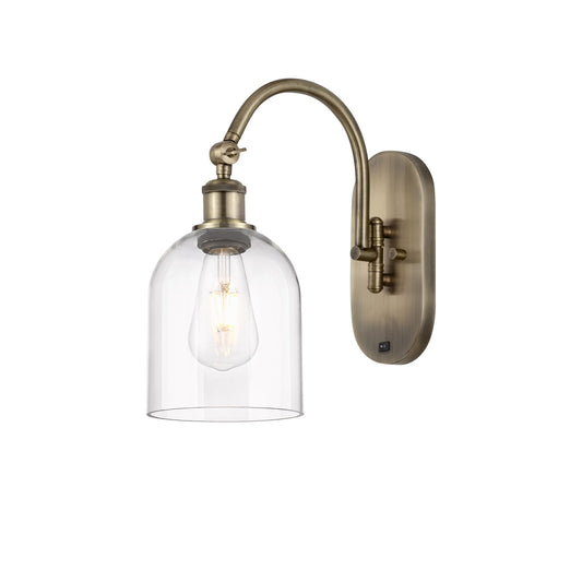 Innovations Bella 6in 1-Light Wall Sconce | Industrial Antique Brass Steel and Clear Glass | Bedroom & Hallway Accent | Model 918-1W-AB-G558-6CL