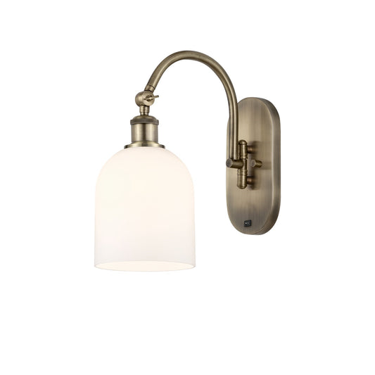 Innovations Bella 6in 1-Light Wall Sconce | Industrial Antique Brass and White Glass | Hallway & Bathroom Accent | Model 918-1W-AB-G558-6GWH