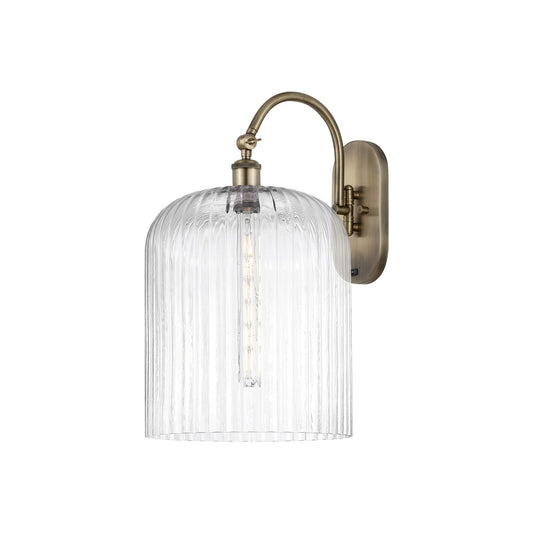 Innovations Bridal Veil 12in 1-Light Wall Sconce | Industrial Antique Brass and Clear Ribbed Glass | Hallway & Bathroom Accent | Model 918-1W-AB-G559-12CL