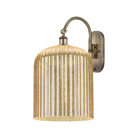 Innovations Bridal Veil 12in 1-Light Wall Sconce | Industrial Antique Brass and Mercury Ribbed Glass | Hallway & Bathroom | Model 918-1W-AB-G559-12ME