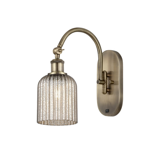Innovations Bridal Veil 5in 1-Light Wall Sconce | Industrial Antique Brass and Mercury Ribbed Glass | Bedroom & Hallway Accent | Model 918-1W-AB-G559-5ME