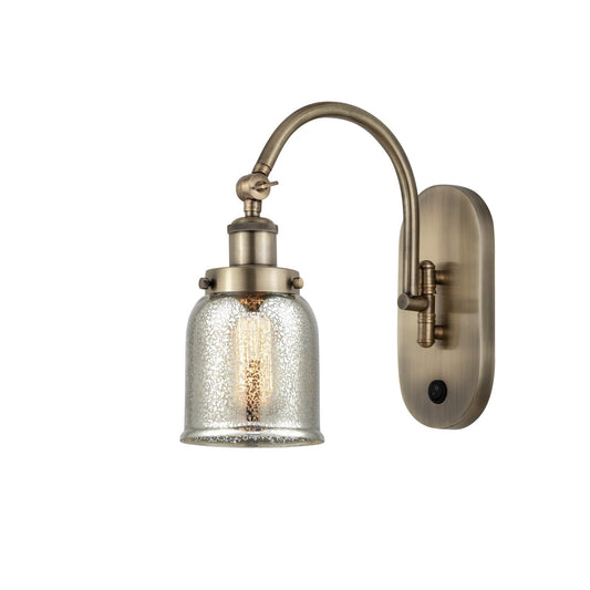 Innovations Bell 5in 1-Light Swing Arm Lamp | Traditional Antique Brass and Silver Plated Mercury Glass | Living Room & Reading Nook | Model 918-1W-AB-G58