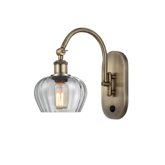 Innovations Fenton 1-Light 6.5in Wall Sconce | Industrial Antique Brass and Clear Ribbed Glass | Hallway & Bathroom Accent | Model 918-1W-AB-G92