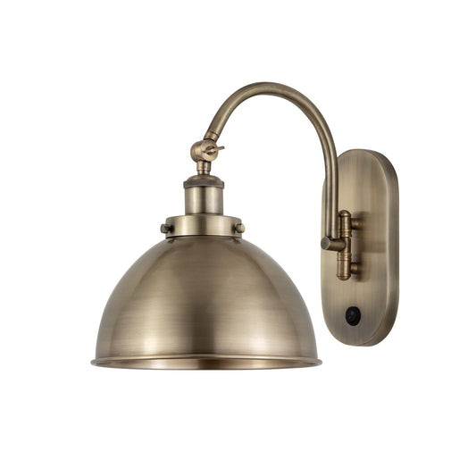 Innovations Ballston Urban 10in 1-Light Swing Arm Lamp | Industrial Antique Brass Steel and Antique Brass Metal Shade | Model 918-1W-AB-MFD-10-AB