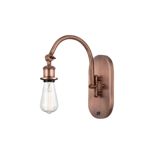 Innovations Halophane 4.5in 1-Light Swing Arm Lamp | Industrial Antique Copper Steel | Bedroom & Living Room Reading Light | Model 918-1W-AC