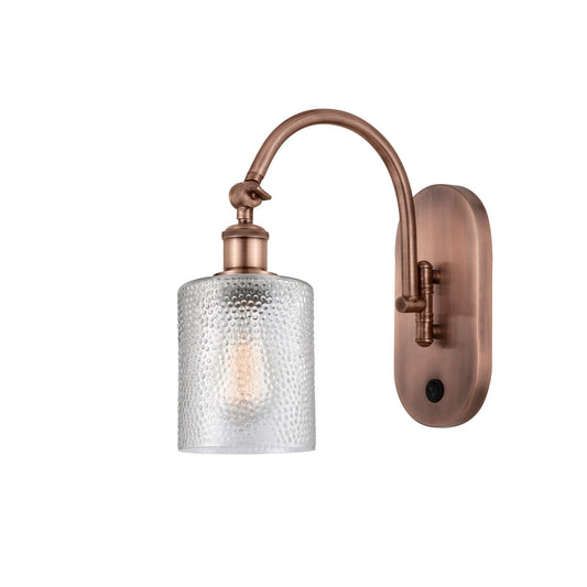 Innovations Cobbleskill 5in 1-Light Wall Sconce | Industrial Antique Copper Steel and Clear Glass | Hallway & Bathroom Accent | Model 918-1W-AC-G112
