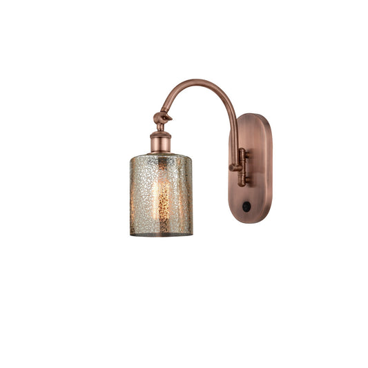 Innovations Cobbleskill 5in 1-Light Wall Sconce | Industrial Antique Copper Steel and Mercury Glass | Bedroom & Hallway Accent | Model 918-1W-AC-G116