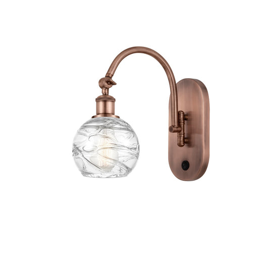 Innovations Athens Deco Swirl 6in 1-Light Wall Sconce | Industrial Antique Copper Steel and Clear Glass | Bedroom & Hallway | Model 918-1W-AC-G1213-6CL