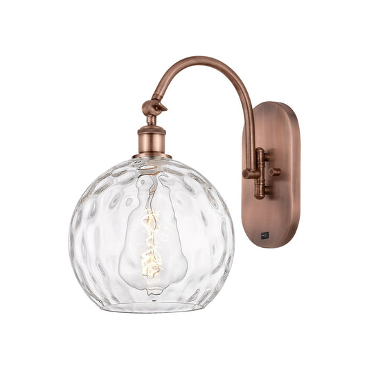 Innovations Athens Water Glass 10in 1-Light Wall Sconce | Industrial Antique Copper Steel and Clear Glass | Entryway & Hallway | Model 918-1W-AC-G1215-10