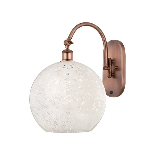 Innovations White Mouchette 12in 1-Light Wall Sconce | Industrial Antique Copper and White Mouchette Glass | Bedroom & | Model 918-1W-AC-G1216-12WM