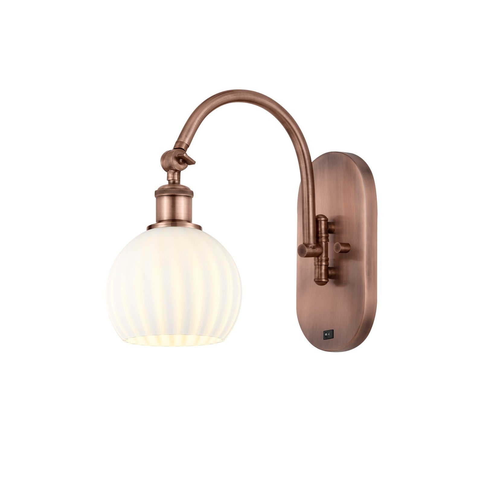 Innovations Ballston 6in 1-Light Wall Sconce | Industrial Antique Copper Steel and White Venetian Glass | Bathroom & Hallway | Model 918-1W-AC-G1217-6WV
