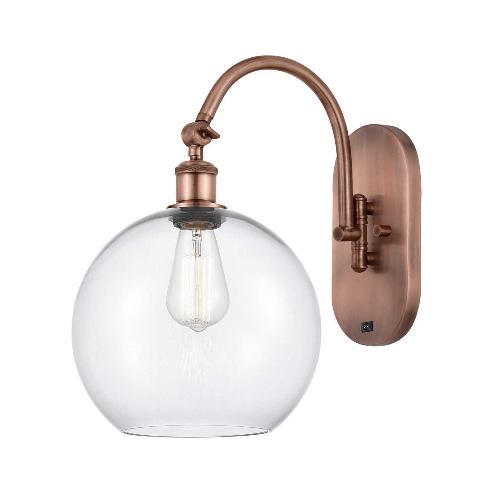 Innovations Athens 10in 1-Light Wall Sconce | Industrial Antique Copper Steel and Clear Glass | Entryway & Hallway Accent | Model 918-1W-AC-G122-10