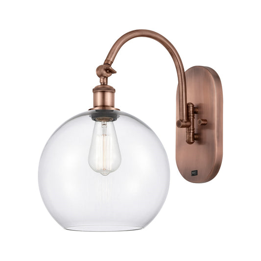 Innovations Athens 10in 1-Light Wall Sconce | Industrial Antique Copper Steel and Clear Glass | Entryway & Hallway Accent | Model 918-1W-AC-G122-10