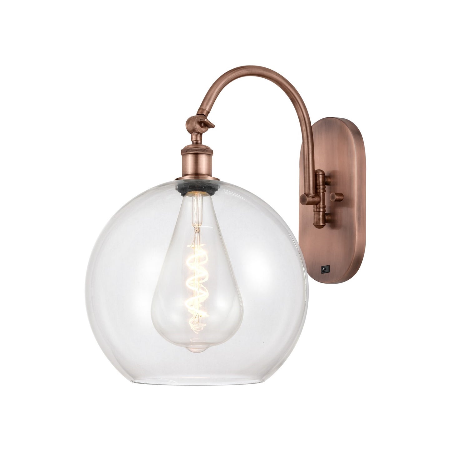 Innovations Athens 11.75in 1-Light Wall Sconce | Industrial Antique Copper Steel and Clear Glass | Entryway & Hallway Accent | Model 918-1W-AC-G122-12