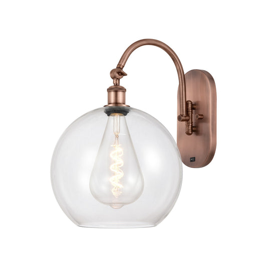 Innovations Athens 11.75in 1-Light Wall Sconce | Industrial Antique Copper Steel and Clear Glass | Entryway & Hallway Accent | Model 918-1W-AC-G122-12