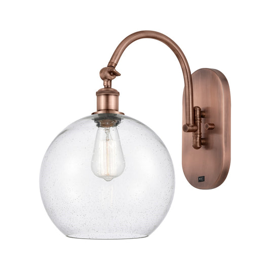 Innovations Athens 10in 1-Light Wall Sconce | Industrial Antique Copper Steel and Seedy Glass | Bedroom & Hallway Accent | Model 918-1W-AC-G124-10