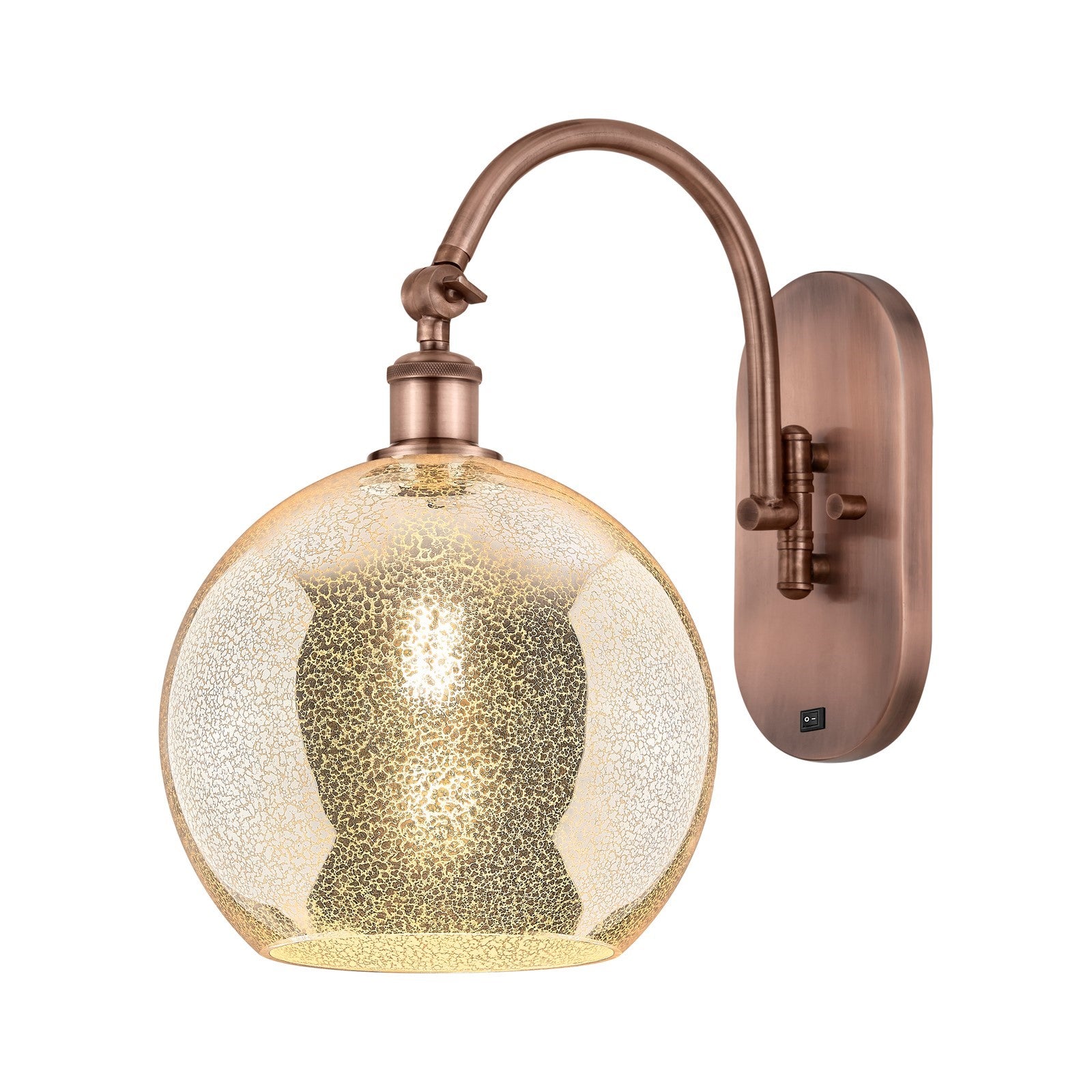 Innovations Athens 10in 1-Light Wall Sconce | Industrial Antique Copper Steel and Mercury Glass | Hallway & Bathroom Accent | Model 918-1W-AC-G128-10