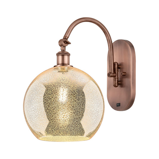 Innovations Athens 10in 1-Light Wall Sconce | Industrial Antique Copper Steel and Mercury Glass | Hallway & Bathroom Accent | Model 918-1W-AC-G128-10
