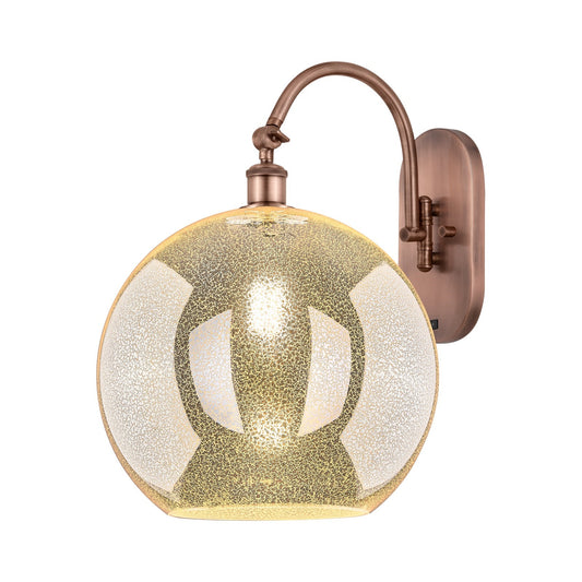Innovations Athens 11.75in 1-Light Wall Sconce | Industrial Antique Copper Steel and Mercury Glass | Hallway & Bathroom Accent | Model 918-1W-AC-G128-12