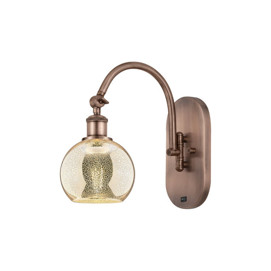 Innovations Athens 5.875in 1-Light Wall Sconce | Industrial Antique Copper Steel and Mercury Glass | Hallway & Bathroom Accent | Model 918-1W-AC-G128-6