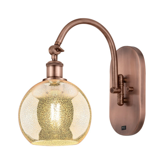Innovations Athens 8in 1-Light Wall Sconce | Industrial Modern Antique Copper and Mercury Glass | Entryway & Hallway Accent | Model 918-1W-AC-G128-8