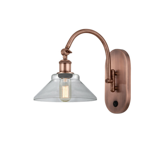 Innovations Orwell 8.38in 1-Light Wall Sconce | Industrial Modern Antique Copper and Clear Glass | Entryway & Hallway Accent | Model 918-1W-AC-G132