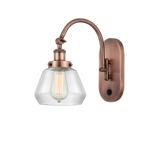 Innovations Fulton 7in 1-Light Swing Arm Lamp | Industrial Antique Copper Steel and Clear Glass | Bedroom & Living Room Reading | Model 918-1W-AC-G172