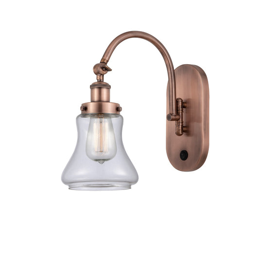 Innovations Bellmont 1-Light 7in Swing Arm Wall Sconce | Industrial Antique Copper Steel and Clear Glass | Bedroom & Living Room | Model 918-1W-AC-G192