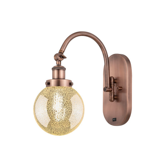 Innovations Beacon 6in 1-Light Swing Arm Lamp | Industrial Antique Copper Steel and Mercury Glass | Bedroom & Living Room Reading | Model 918-1W-AC-G208-6