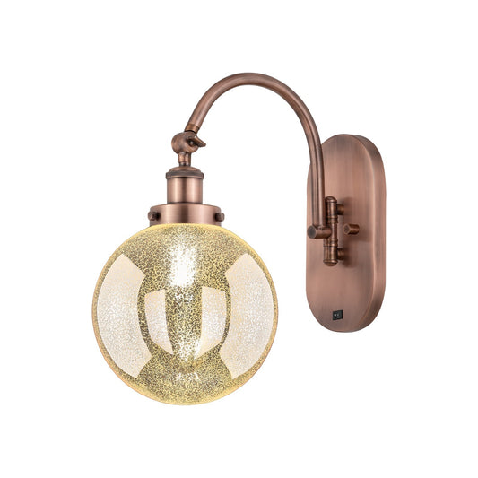 Innovations Beacon 8in 1-Light Swing Arm Lamp | Industrial Antique Copper Steel and Mercury Glass | Bedroom & Living Room Reading | Model 918-1W-AC-G208-8