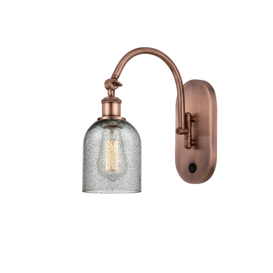 Innovations Caledonia 5in 1-Light Wall Sconce | Industrial Antique Copper and Charcoal Glass | Bedroom & Hallway Accent | Model 918-1W-AC-G257