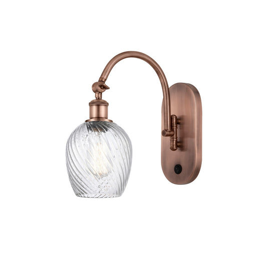 Innovations Salina 5.75in 1-Light Wall Sconce | Industrial Antique Copper and Clear Spiral Fluted Glass | Bedroom & Hallway Accent | Model 918-1W-AC-G292