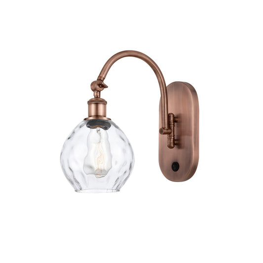 Innovations Waverly 1-Light Wall Sconce | Industrial Antique Copper Steel and Clear Water Glass Globe | Bedroom & Hallway Accent | Model 918-1W-AC-G362