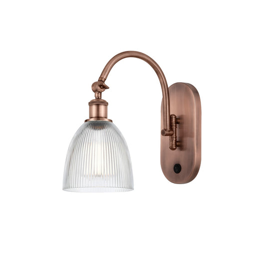 Innovations Castile 6in 1-Light Wall Sconce | Industrial Antique Copper Steel and Clear Glass | Bedroom & Hallway Accent | Model 918-1W-AC-G382