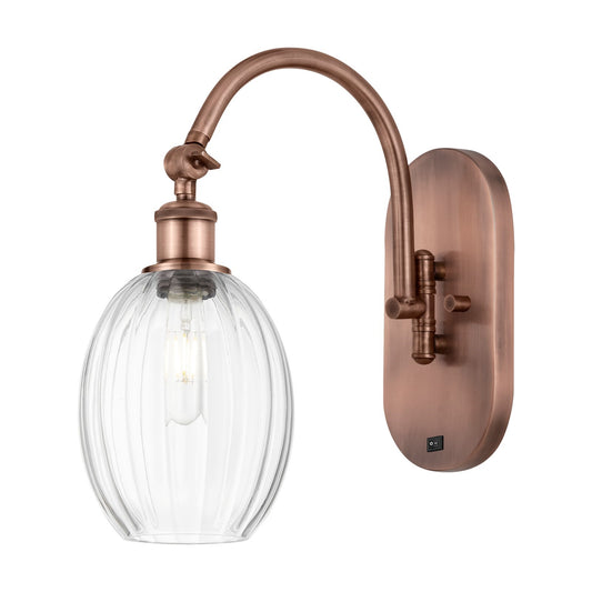 Innovations Preston Bulb 6in 1-Light Wall Sconce | Industrial Antique Copper Steel and Clear Globe Glass | Hallway & Bathroom | Model 918-1W-AC-G459-6CL