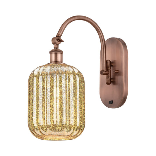Innovations Preston Cylinder 6.75in 1-Light Wall Sconce | Industrial Antique Copper Steel and Mercury Glass | Hallway & | Model 918-1W-AC-G460-7ME